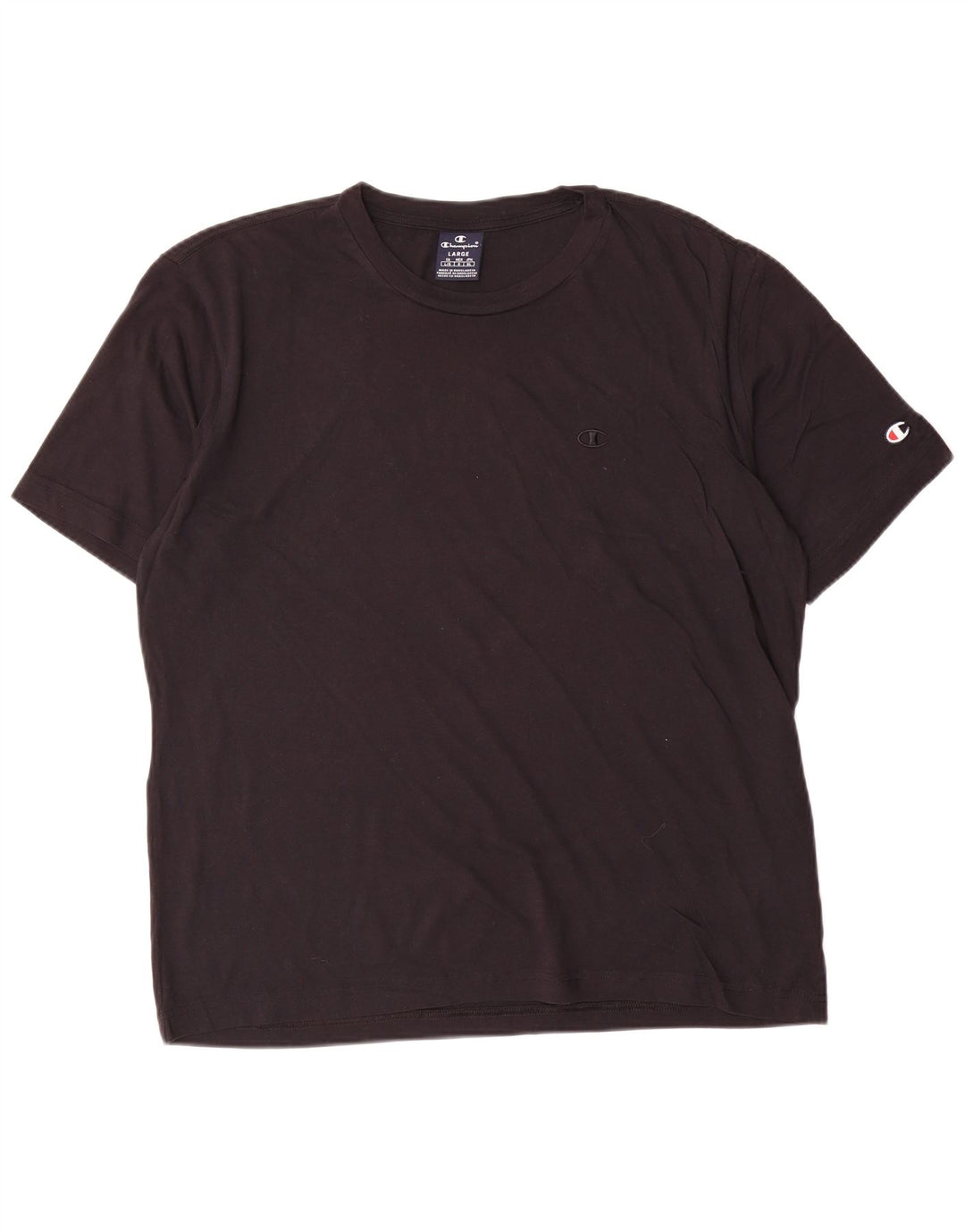 Champion Mens T-Shirt Top Large Black Cotton
