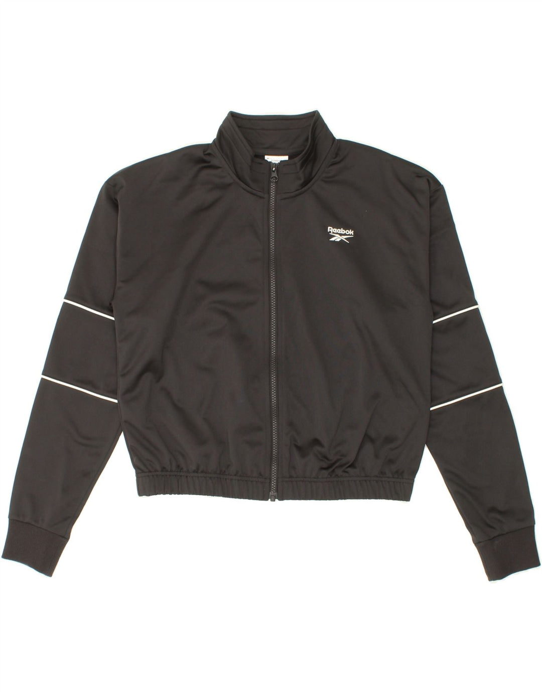 REEBOK Womens Oversized Crop Tracksuit Top Jacket UK 8/10 Small Grey Vintage Reebok and Second-Hand Reebok from Messina Hembry 