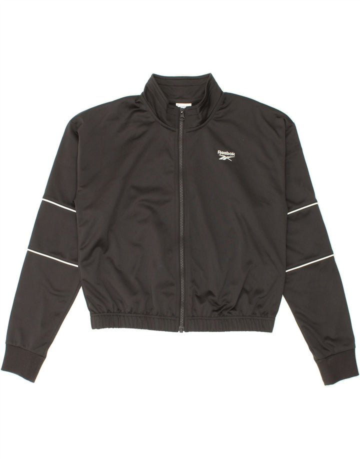 REEBOK Womens Oversized Crop Tracksuit Top Jacket UK 8/10 Small Grey Vintage Reebok and Second-Hand Reebok from Messina Hembry 