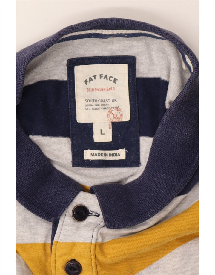 FAT FACE Mens Rugby Polo Shirt Large Multicoloured Striped