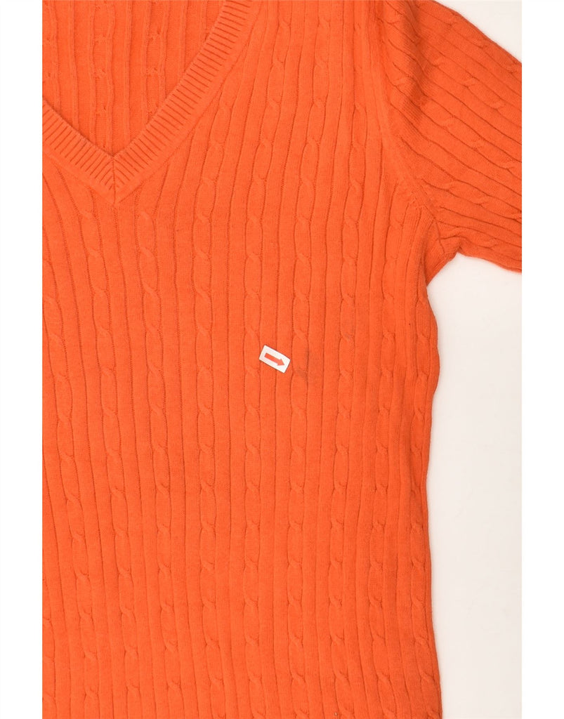 TOMMY HILFIGER Womens V-Neck Jumper Sweater UK 18 XL Orange Cotton | Vintage Tommy Hilfiger | Thrift | Second-Hand Tommy Hilfiger | Used Clothing | Messina Hembry 