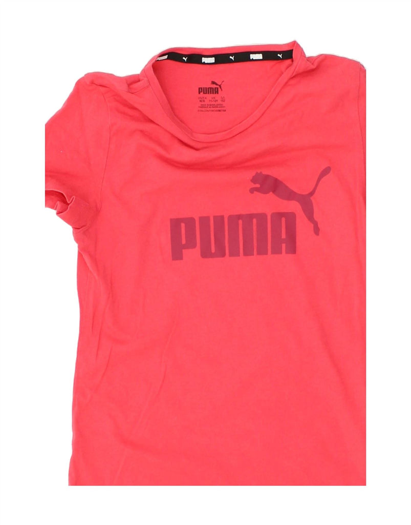 PUMA Girls Graphic T-Shirt Top 11-12 Years Pink Cotton | Vintage Puma | Thrift | Second-Hand Puma | Used Clothing | Messina Hembry 