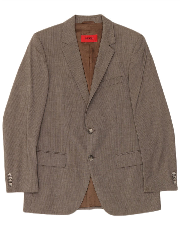 Hugo Boss Mens 2 Button Blazer Jacket UK 48 Medium Grey Virgin Wool