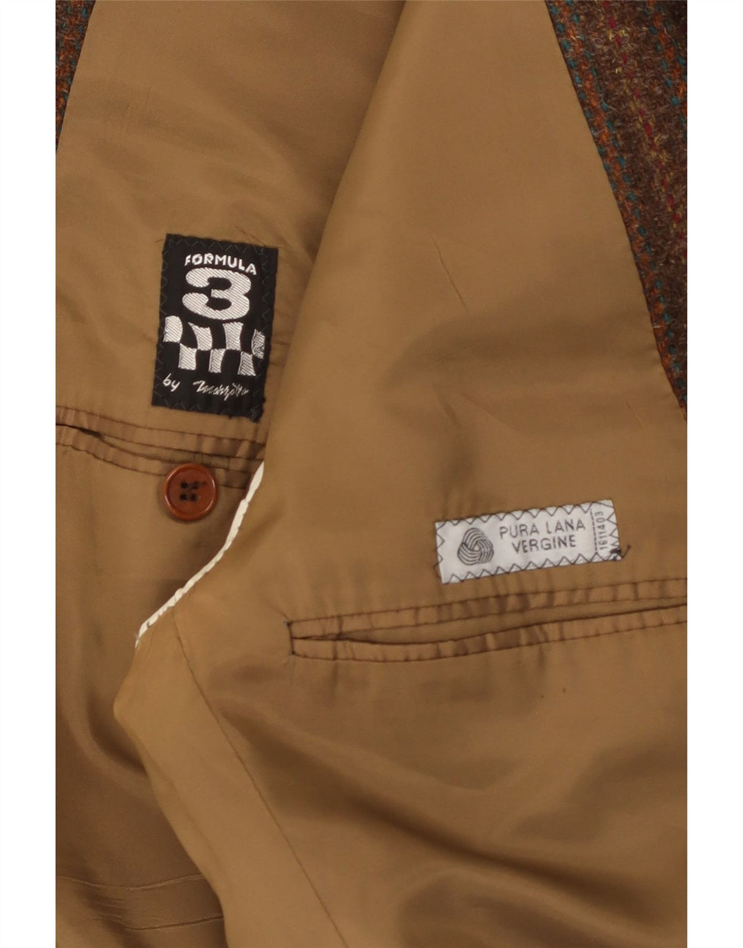 Marzotto Mens 2 Button Blazer Jacket UK 36 Small Brown Striped Virgin Wool