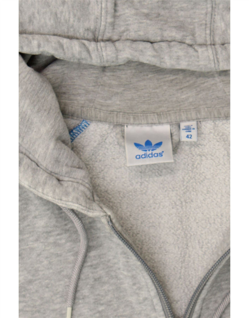 ADIDAS Womens Zip Hoodie Sweater EU 42 Large Grey Cotton Vintage Adidas and Second-Hand Adidas from Messina Hembry 