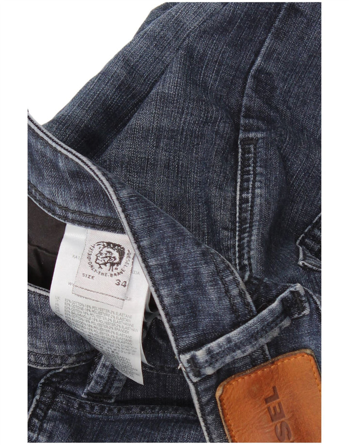 DIESEL Womens Straight Jeans W34 L34 Navy Blue Cotton