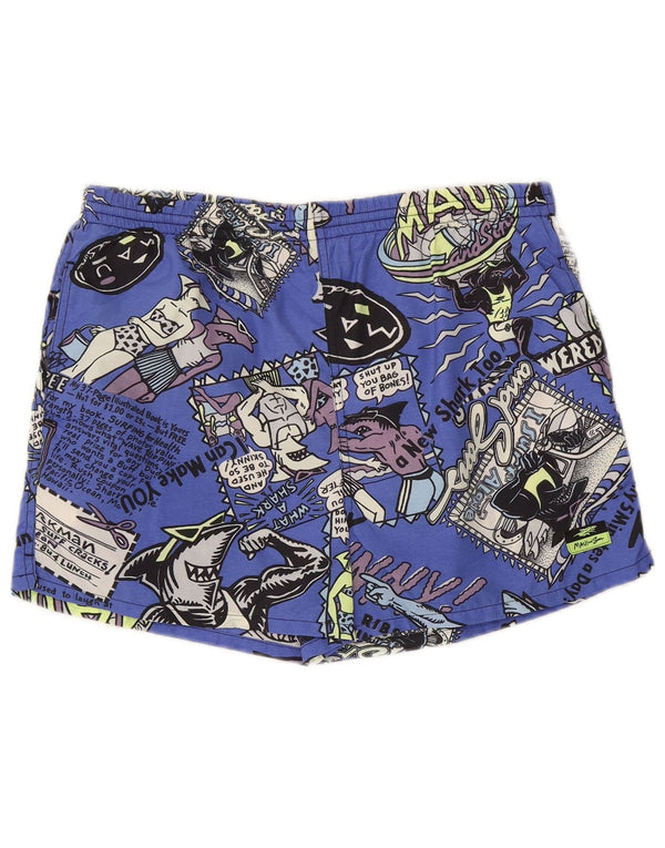 Maui and Sons Mens Graphic Swimming Shorts Medium  Blue Nylon