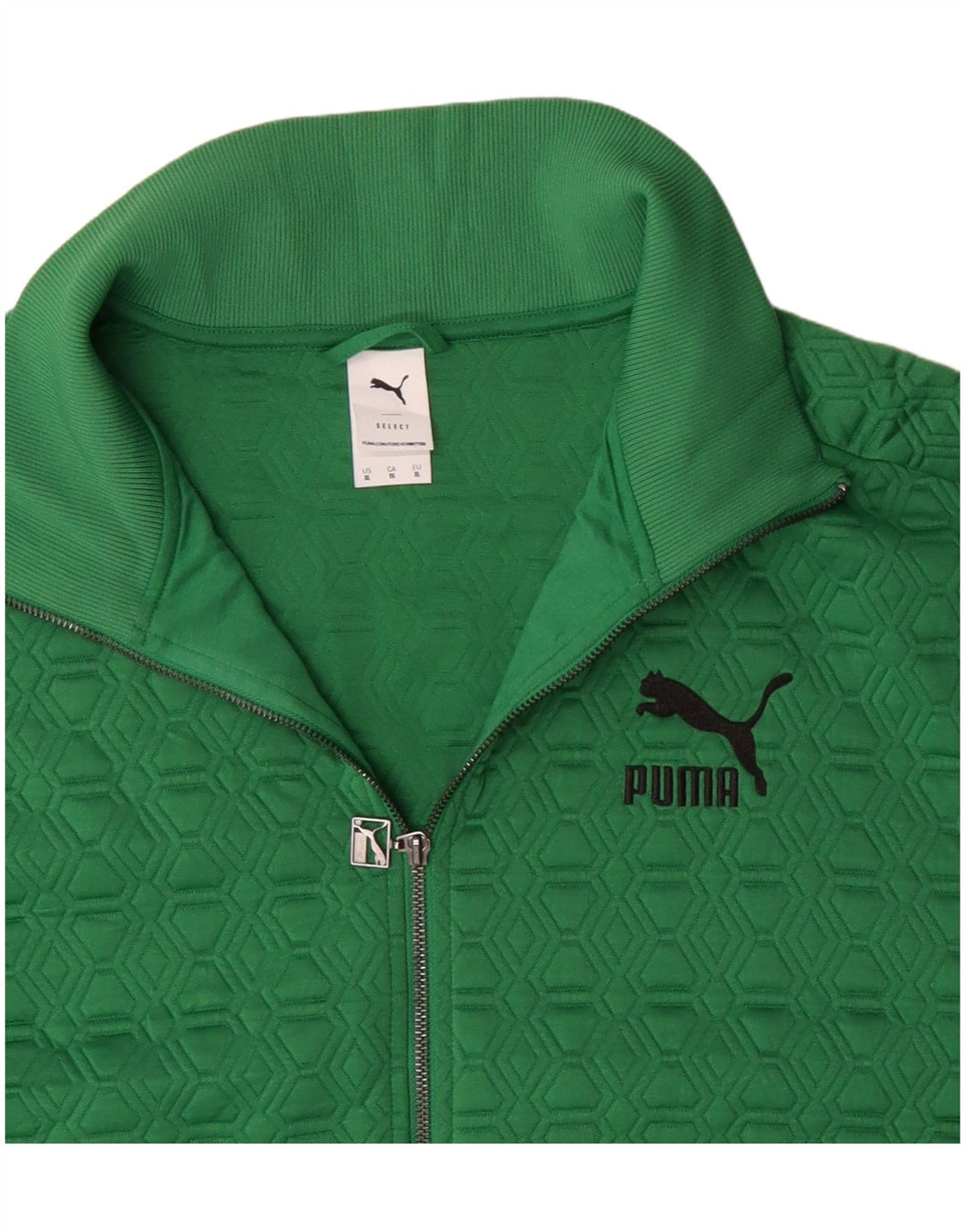 Puma Mens Tracksuit Top Jacket XL Green Geometric Polyester