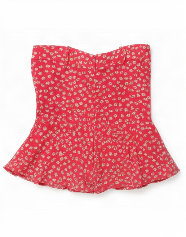 Zara Womens High Waist Shorts Medium W28 Pink Floral Viscose