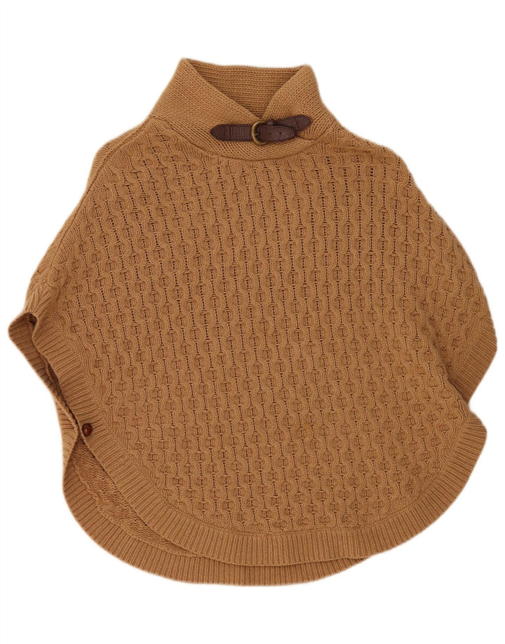 Massimo Dutti Girls Poncho Jumper 12-13 Years Brown Wool