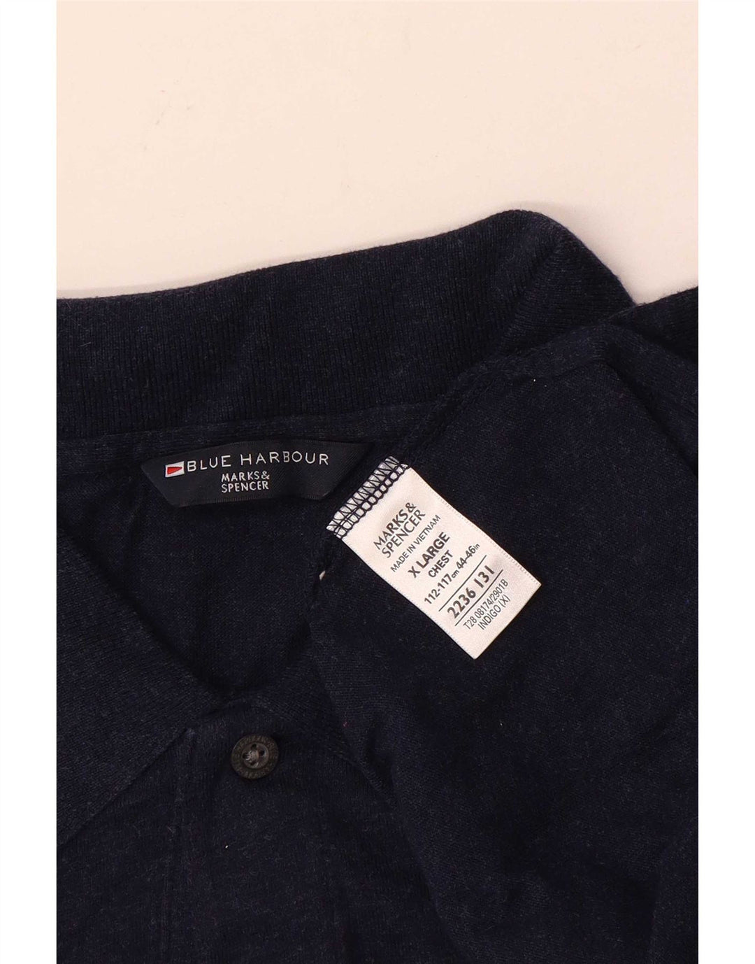 Marks & Spencer Mens Blue Harbour Long Sleeve Polo Shirt XL Navy Blue