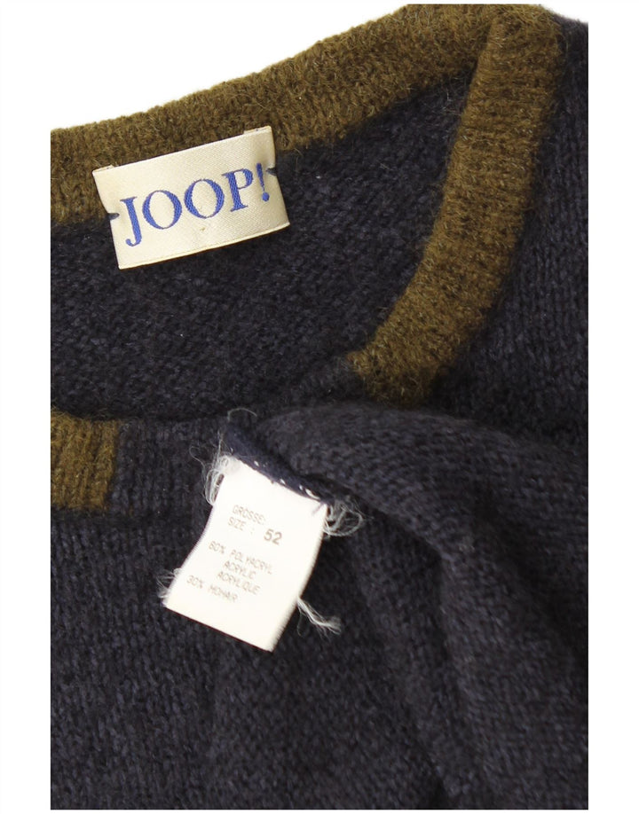Joop Mens Crew Neck Jumper Sweater IT 52 Large Navy Blue Colourblock