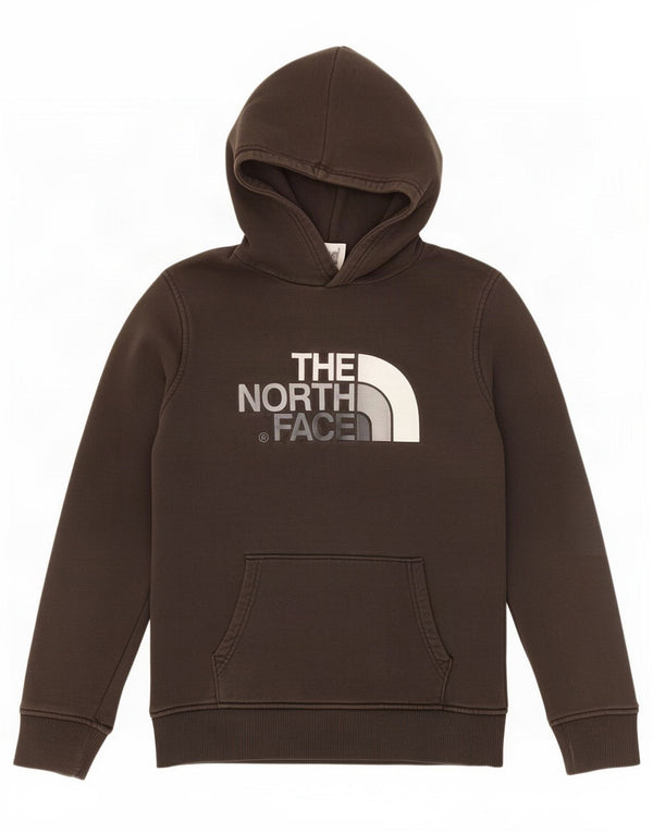 The North Face Boys Graphic Hoodie Jumper 11-12 Years Large Brown Cotton