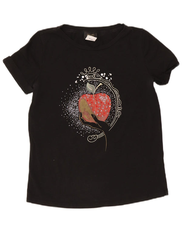 Liu Jo Womens Disney Graphic T-Shirt Top UK 14 Medium Black