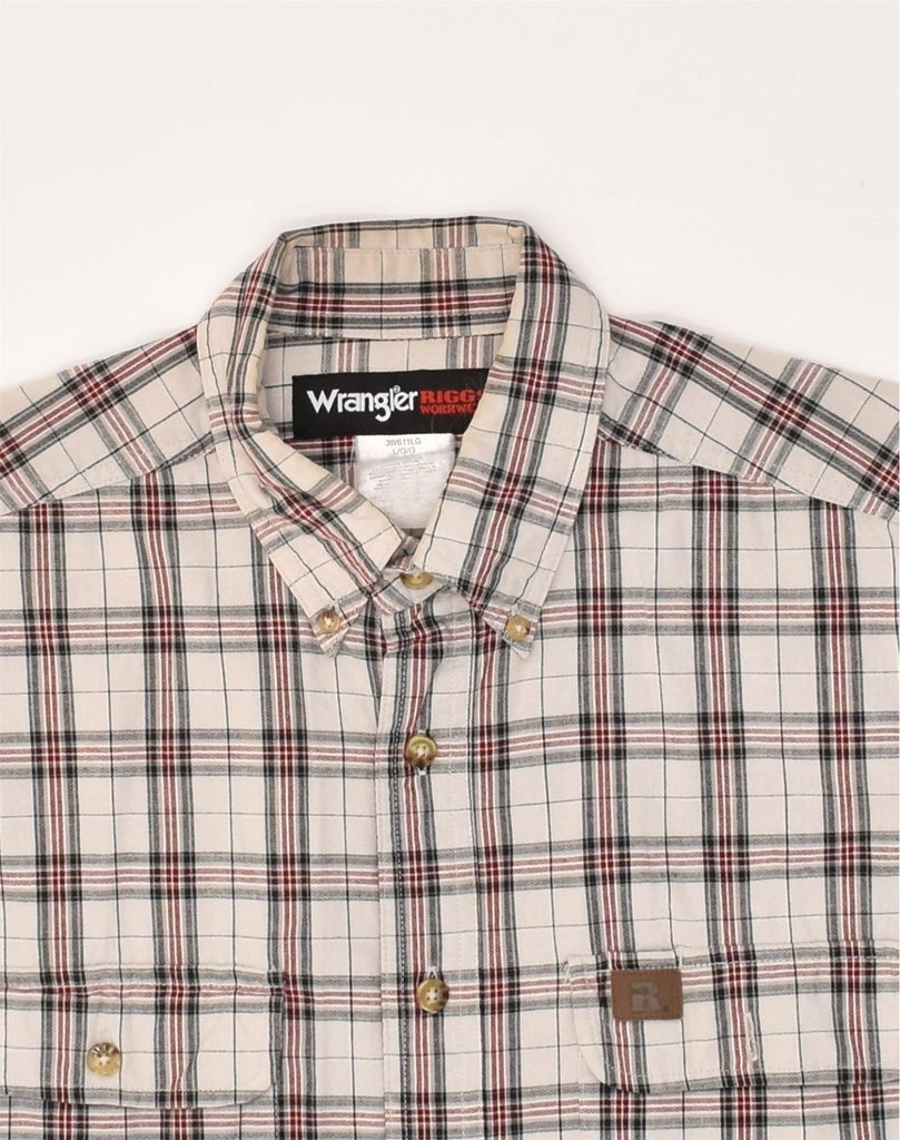 WRANGLER Mens Shirt Large Beige Check Cotton | Vintage Wrangler | Thrift | Second-Hand Wrangler | Used Clothing | Messina Hembry 