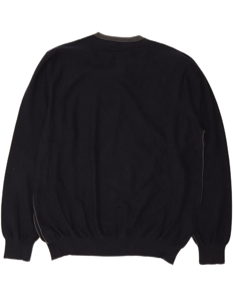 MARKS & SPENCER Mens Crew Neck Jumper Sweater 2XL Navy Blue Cotton Vintage Marks & Spencer and Second-Hand Marks & Spencer from Messina Hembry 