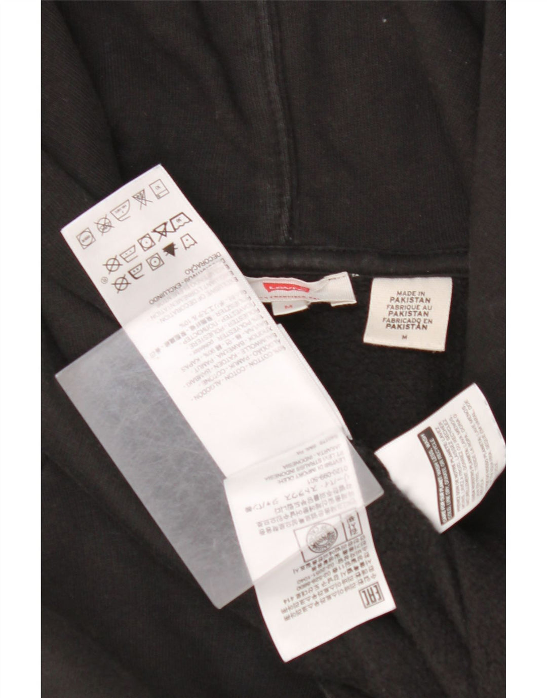LEVI'S Womens Oversized Graphic Hoodie Jumper UK 14 Medium Black Cotton
