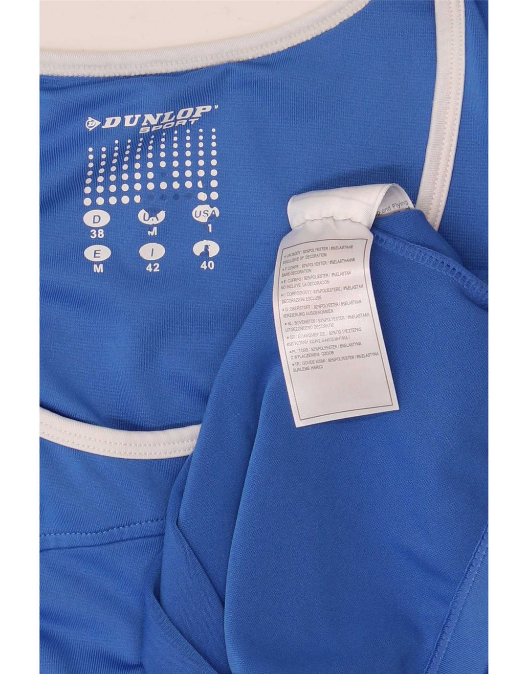 Dunlop Womens Vest Top UK 12 Medium Blue Colourblock Polyester