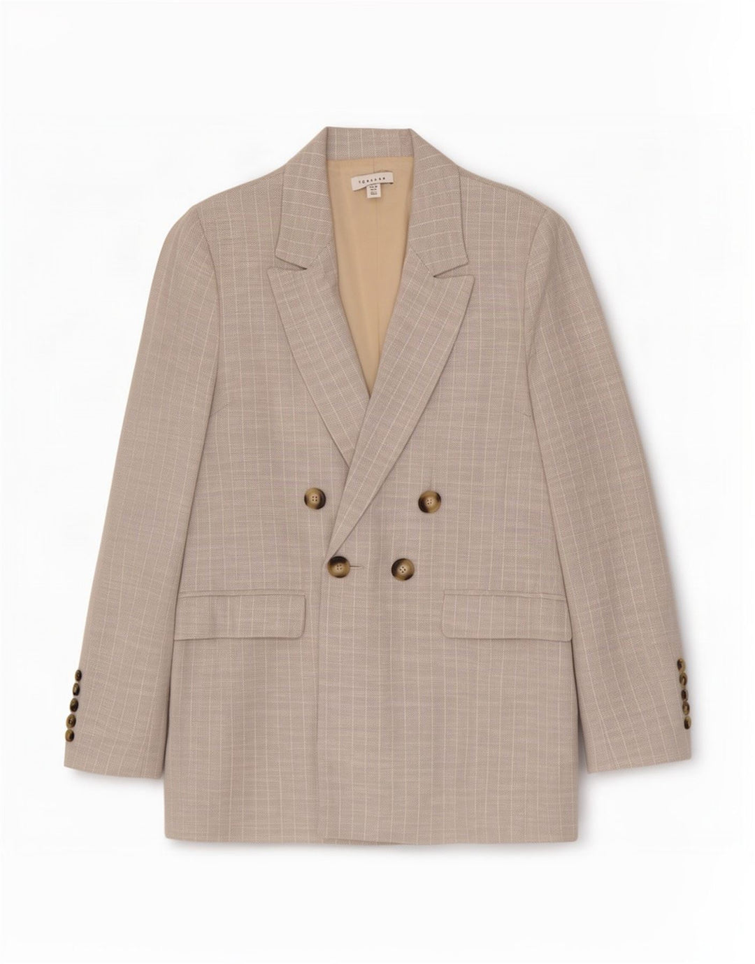 Topshop Womens Double Breasted Blazer Jacket UK 12 Medium Grey Striped