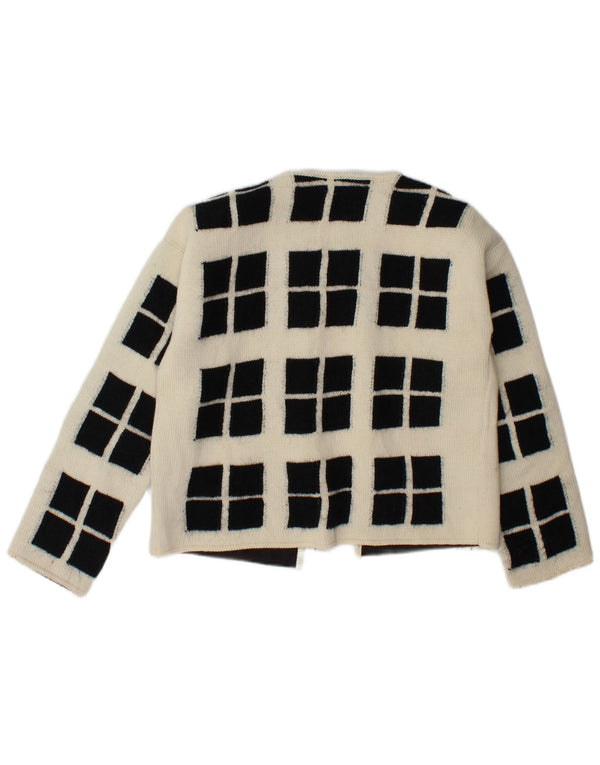 Seventy Womens Crop Open Cardigan Sweater IT 42 Medium Off White Geometric
