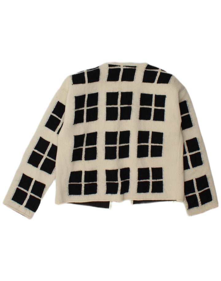 Seventy Womens Crop Open Cardigan Sweater IT 42 Medium Off White Geometric