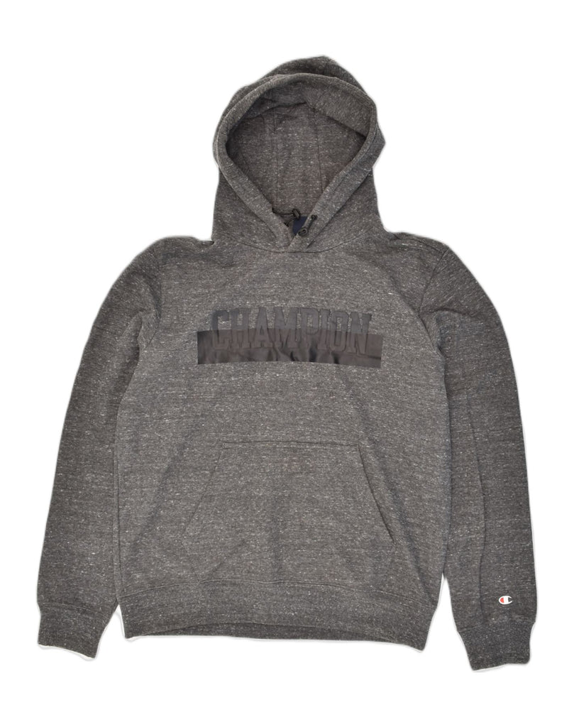 CHAMPION Mens Graphic Hoodie Jumper Large Grey Flecked Cotton | Vintage Champion | Thrift | Second-Hand Champion | Used Clothing | Messina Hembry 