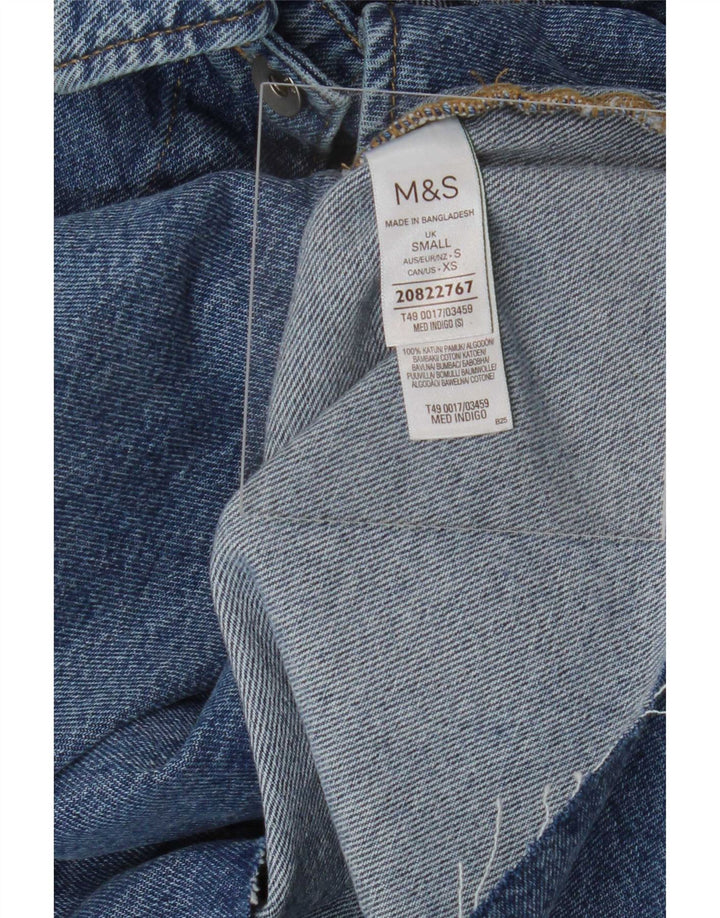 Marks & Spencer Womens Crop Oversized Denim Jacket UK 10 Small Blue Cotton
