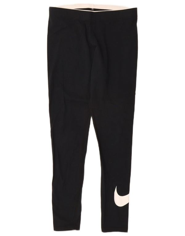 Nike Womens Graphic Leggings UK 12 Medium  Black Cotton