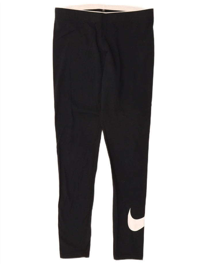 Nike Womens Graphic Leggings UK 12 Medium  Black Cotton