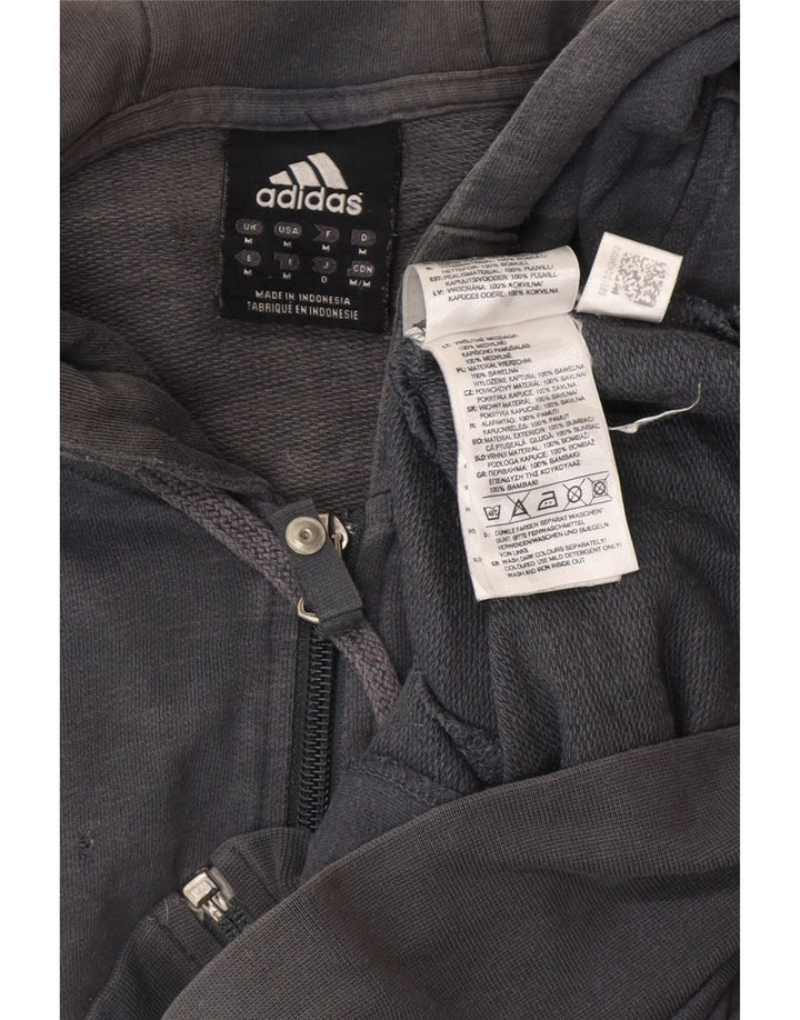 ADIDAS Mens Graphic Zip Hoodie Sweater Medium Navy Blue Cotton
