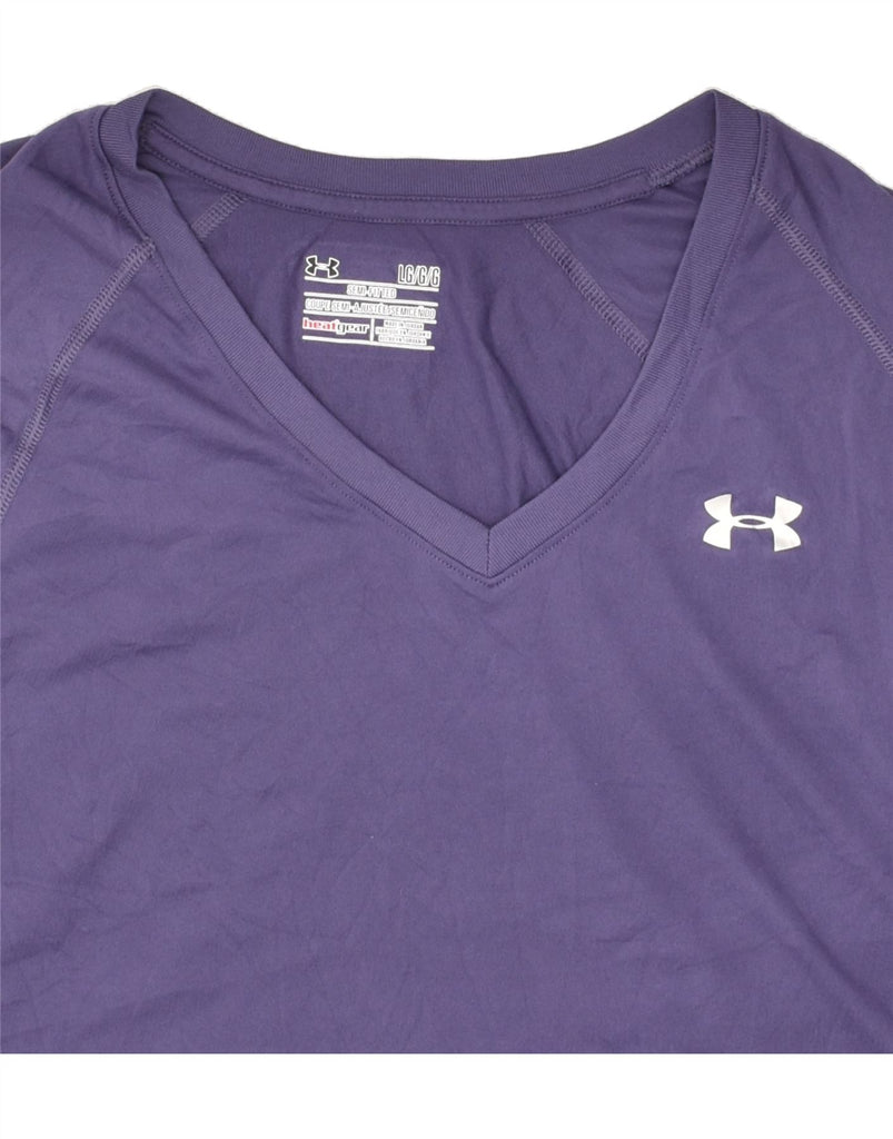 UNDER ARMOUR Womens Heat Gear Top Long Sleeve UK 16 Large Purple Polyester | Vintage Under Armour | Thrift | Second-Hand Under Armour | Used Clothing | Messina Hembry 