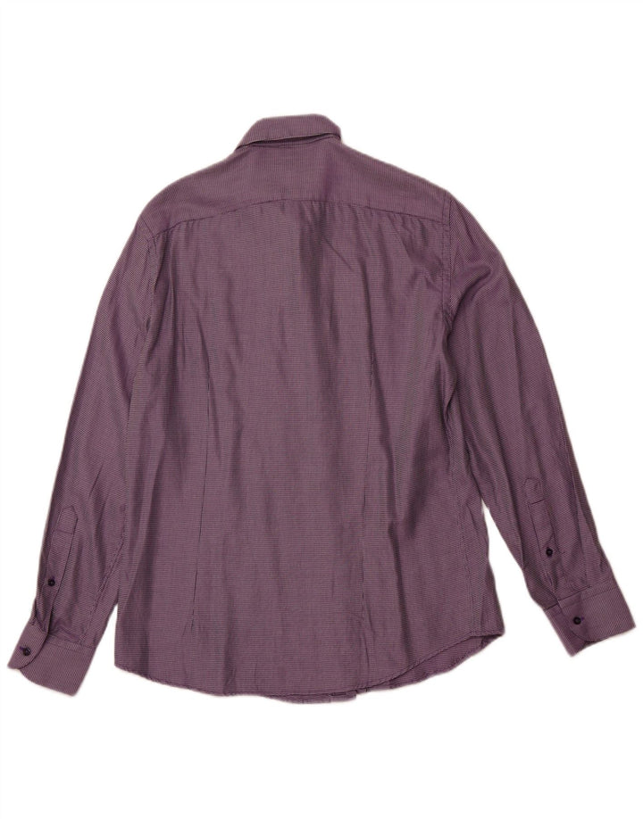 TRUSSARDI Mens Shirt Size 41 Medium Purple Spotted