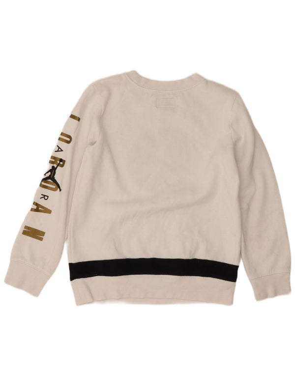 Jordan Boys Graphic Hoodie Jumper 10-11 Years Medium White Cotton