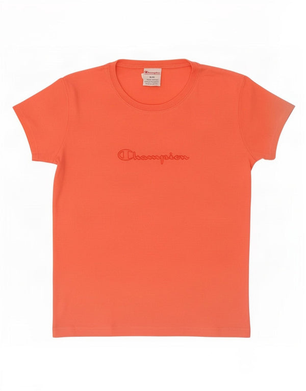 Champion Girls Graphic T-Shirt Top 9-10 Years Medium Orange Cotton
