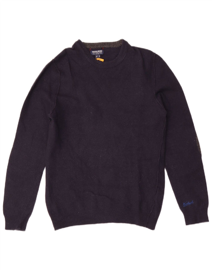 Woolrich Mens Crew Neck Jumper Sweater Small Navy Blue Wool