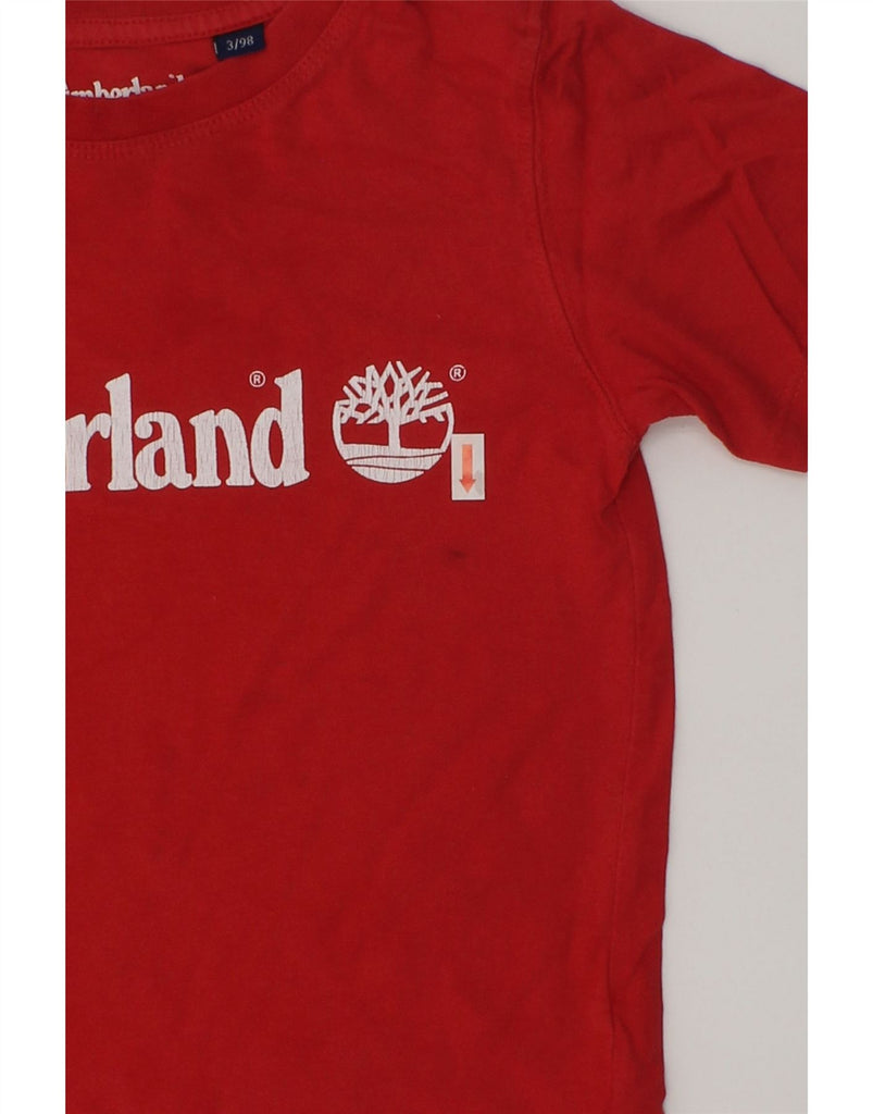 TIMBERLAND Boys Graphic T-Shirt Top 2-3 Years Red Cotton | Vintage Timberland | Thrift | Second-Hand Timberland | Used Clothing | Messina Hembry 