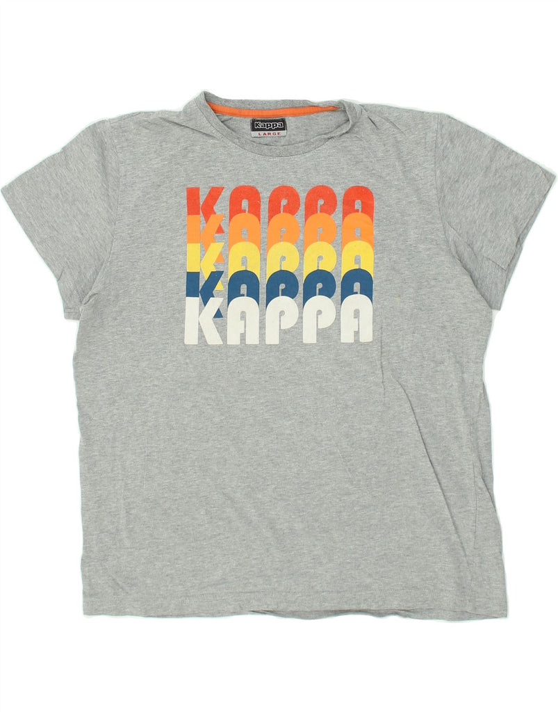 KAPPA Womens Graphic T-Shirt Top UK 16 Large Grey Cotton | Vintage Kappa | Thrift | Second-Hand Kappa | Used Clothing | Messina Hembry 