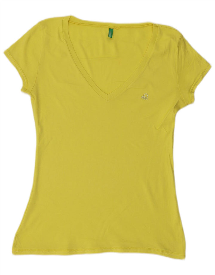 Benetton Womens T-Shirt Top UK 10 Small Yellow