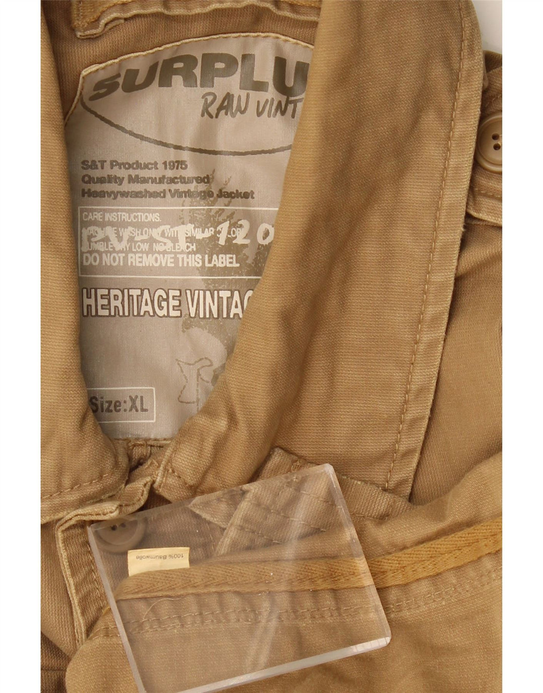 SURPLUS Mens Military Jacket UK 42 XL Beige Cotton