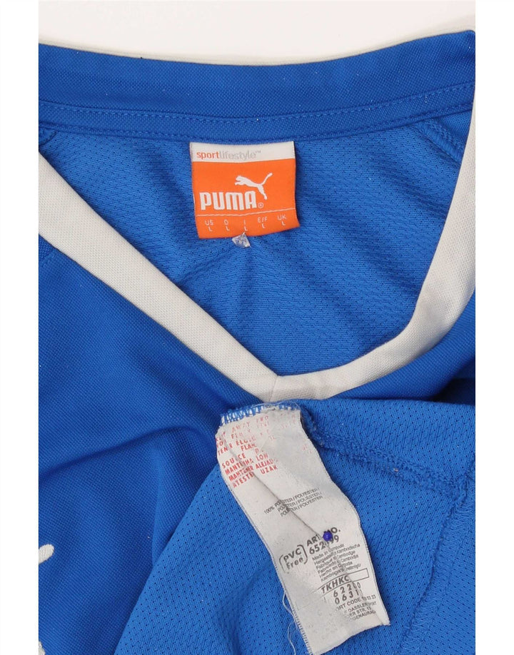Puma Mens T-Shirt Top Large Blue Colourblock Polyester