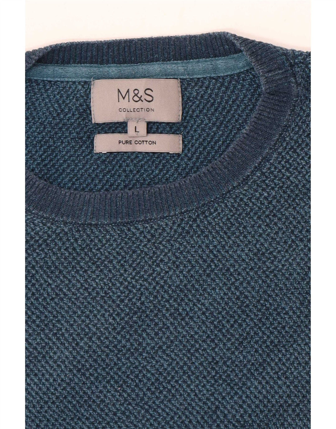 Marks & Spencer Mens Crew Neck Jumper Sweater Large Blue Cotton