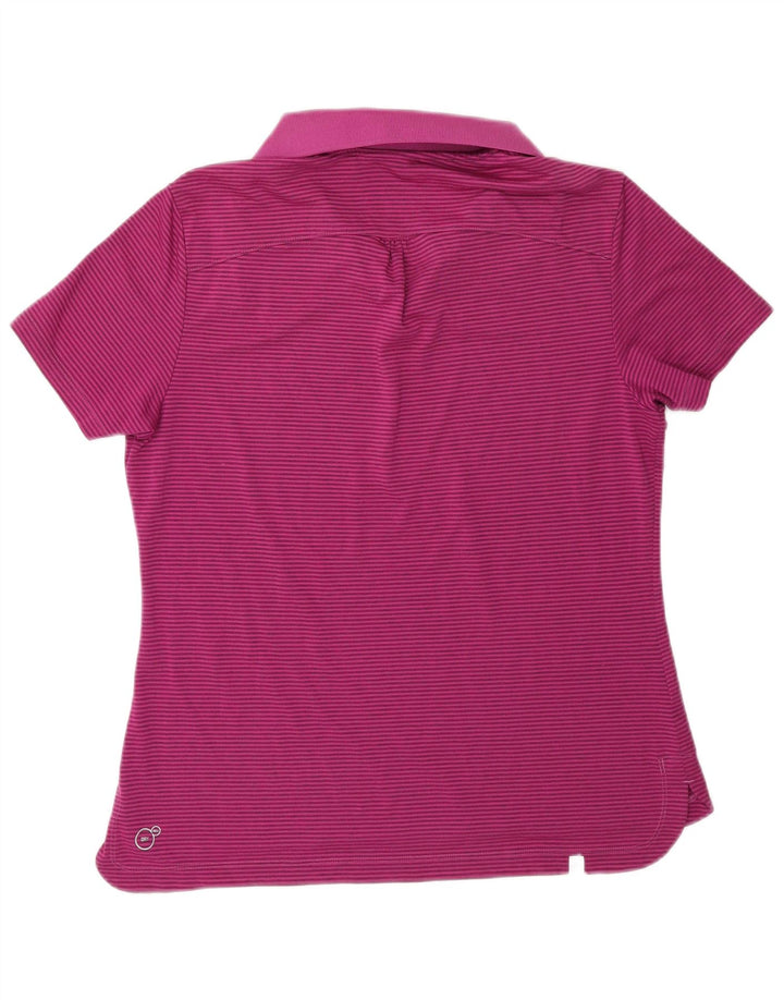 PUMA Womens Polo Shirt UK 14 Medium  Purple Pinstripe