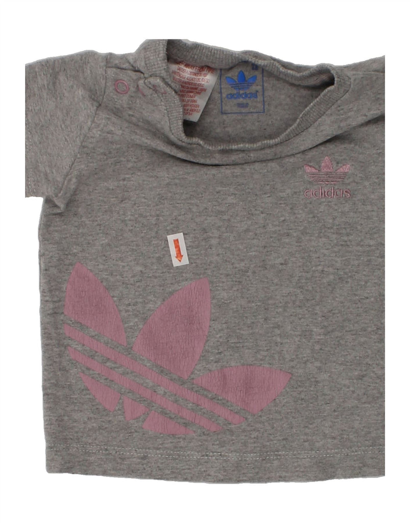 ADIDAS Baby Girls Graphic T-Shirt Top 3-6 Months Grey Cotton | Vintage Adidas | Thrift | Second-Hand Adidas | Used Clothing | Messina Hembry 