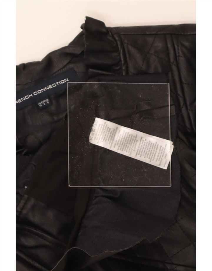 French Connection Womens Faux Leather Quilted Jacket UK 10 Small Black
