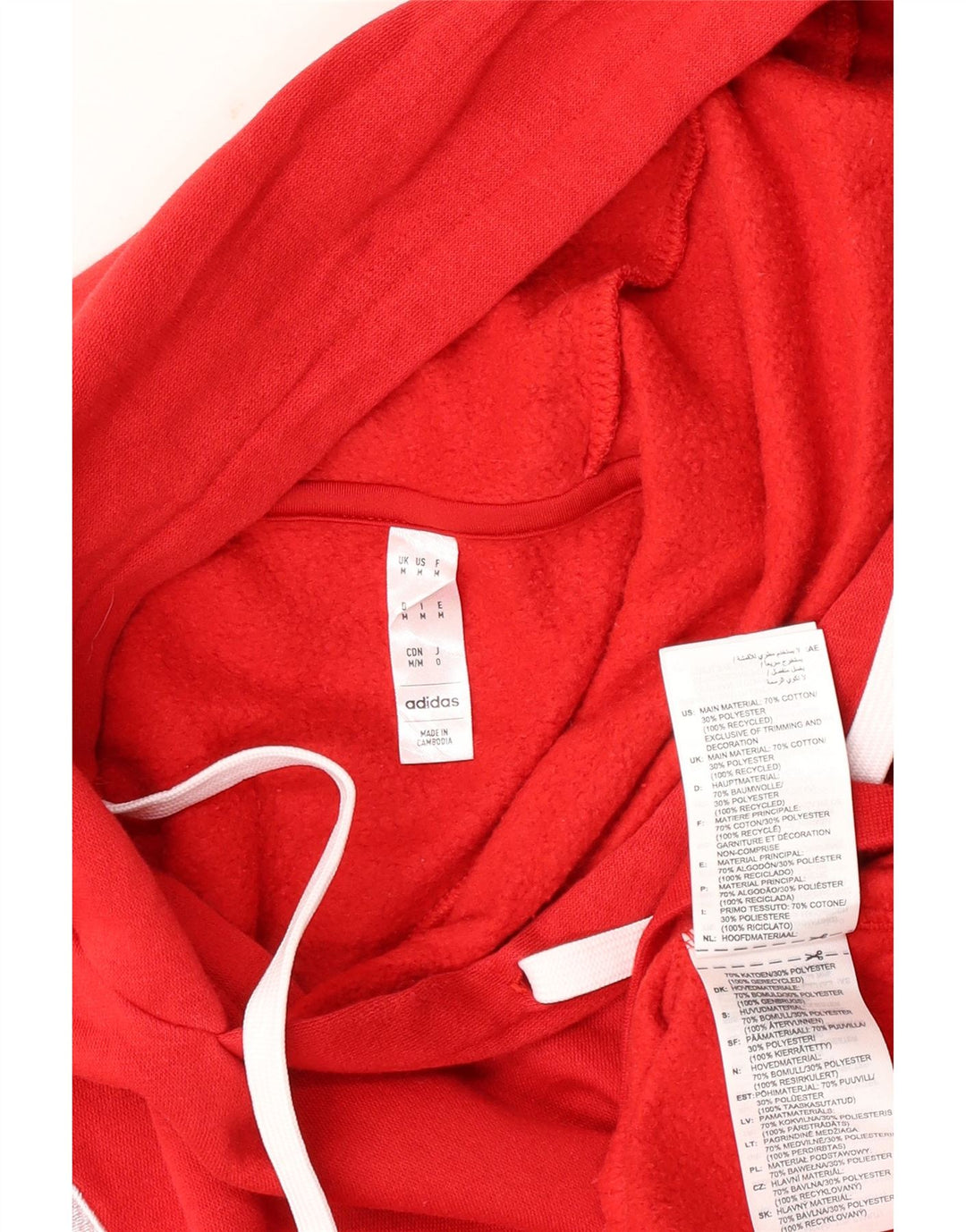 Adidas Mens Hoodie Jumper Medium Red Cotton