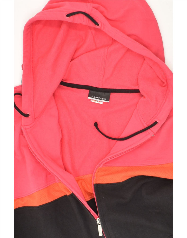REEBOK Womens Zip Hoodie Sweater UK 18 XL Pink Colourblock Cotton | Vintage Reebok | Thrift | Second-Hand Reebok | Used Clothing | Messina Hembry 