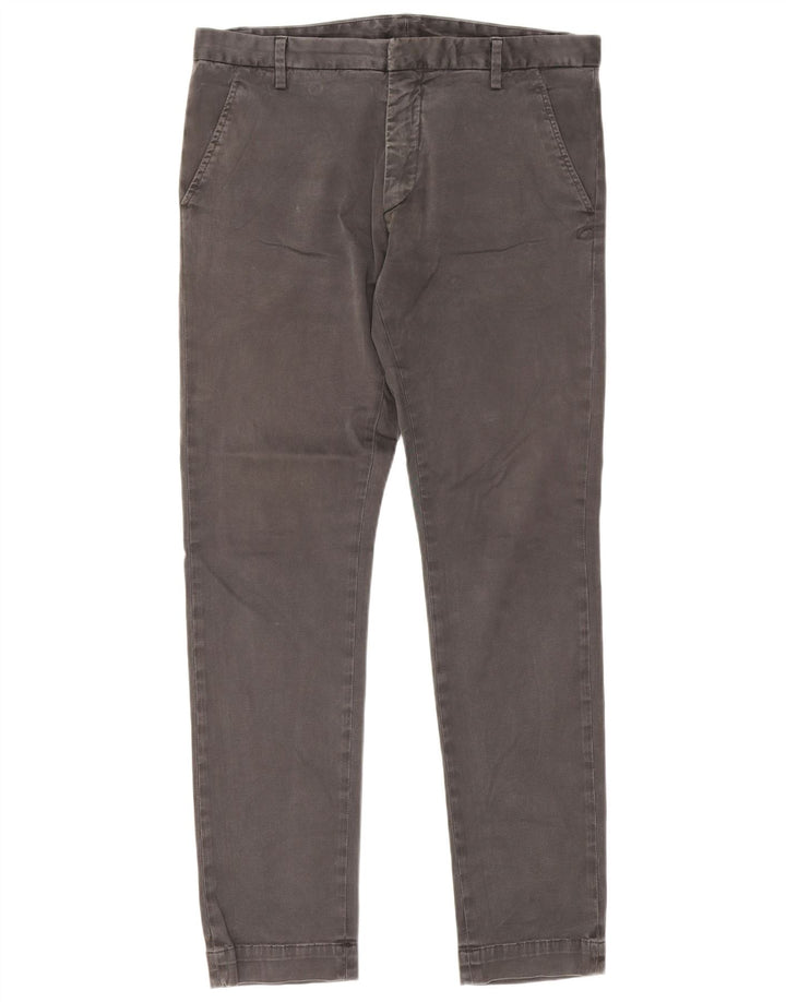 Dondup Mens Slim Chino Trousers W36 L31 Grey Cotton