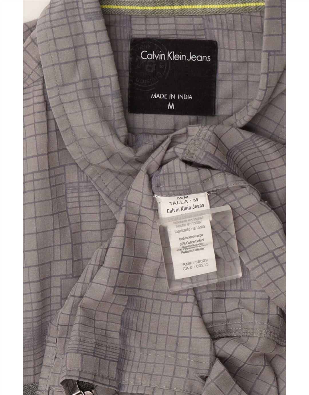 Calvin Klein Jeans Mens Shirt Medium Grey Check Cotton