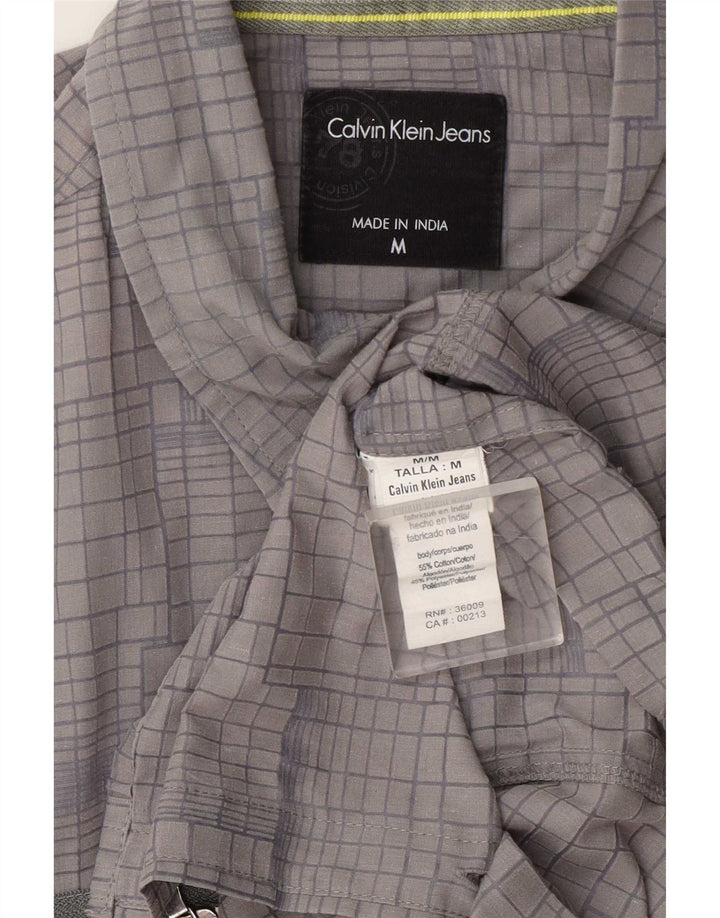 Calvin Klein Jeans Mens Shirt Medium Grey Check Cotton