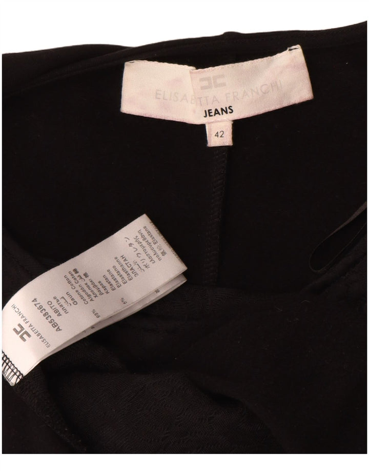 Elisabetta Franchi Womens Blouse Top IT 42 Medium Black Floral Cotton